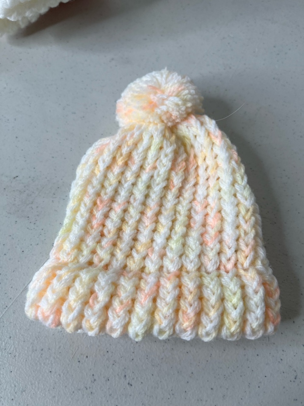 Newborn Baby Beanie - Pastel Yellow & Peach